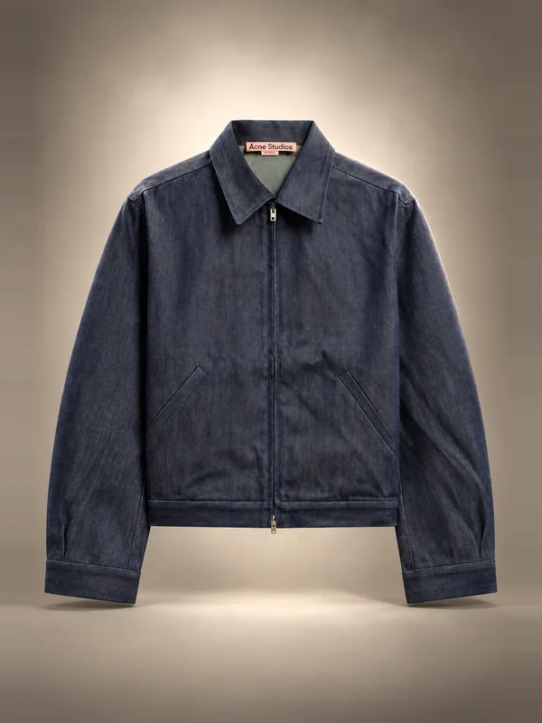 Acne Studios Branded Selvedge Denim Jacket - Indigo Blue