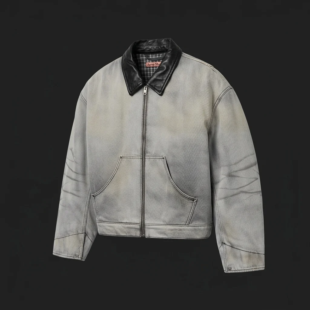 Acne Studios Faded Denim Bomber Jacket - White / Black