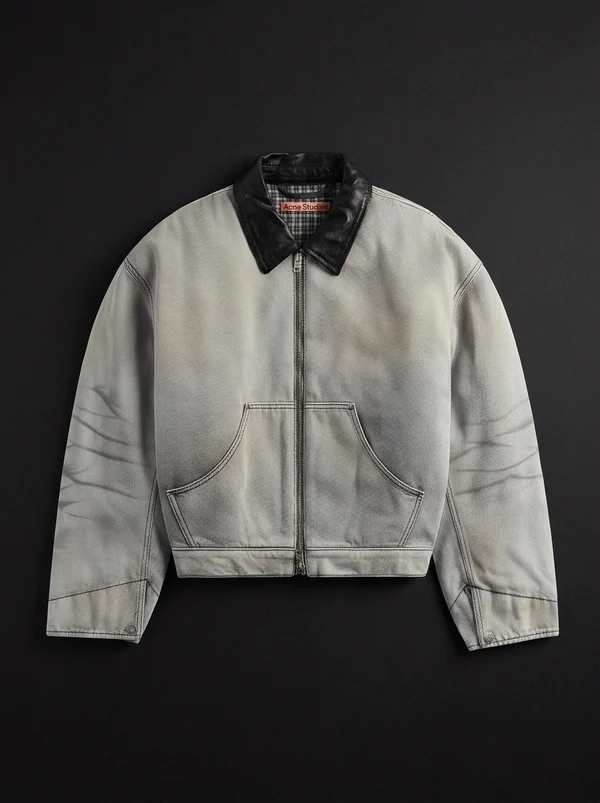 Acne Studios Faded Denim Bomber Jacket - White / Black