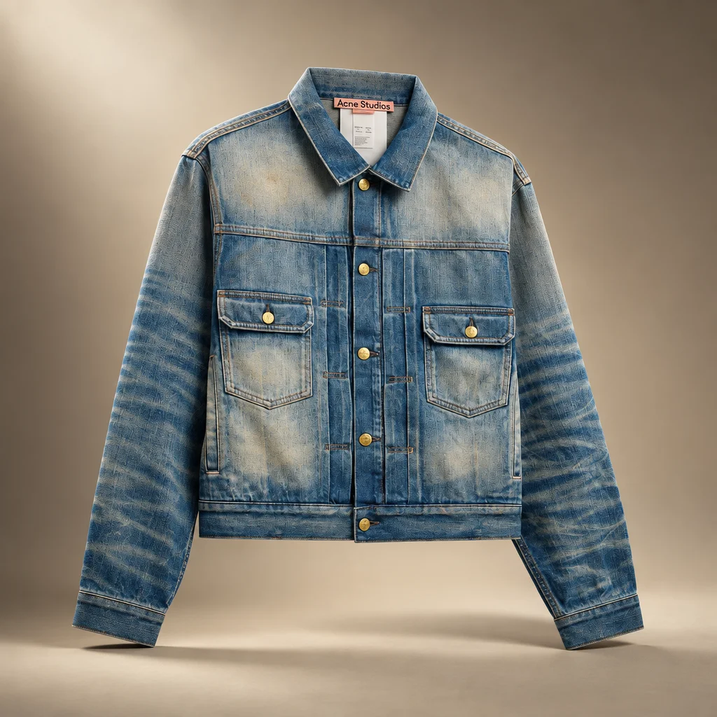 Acne Studios Scraped Denim Jacket - Mid Blue