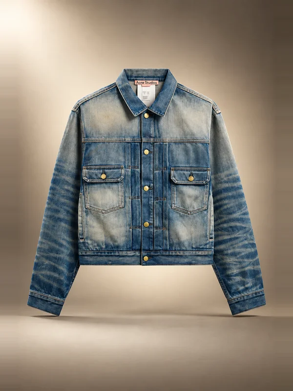 Acne Studios Scraped Denim Jacket - Mid Blue