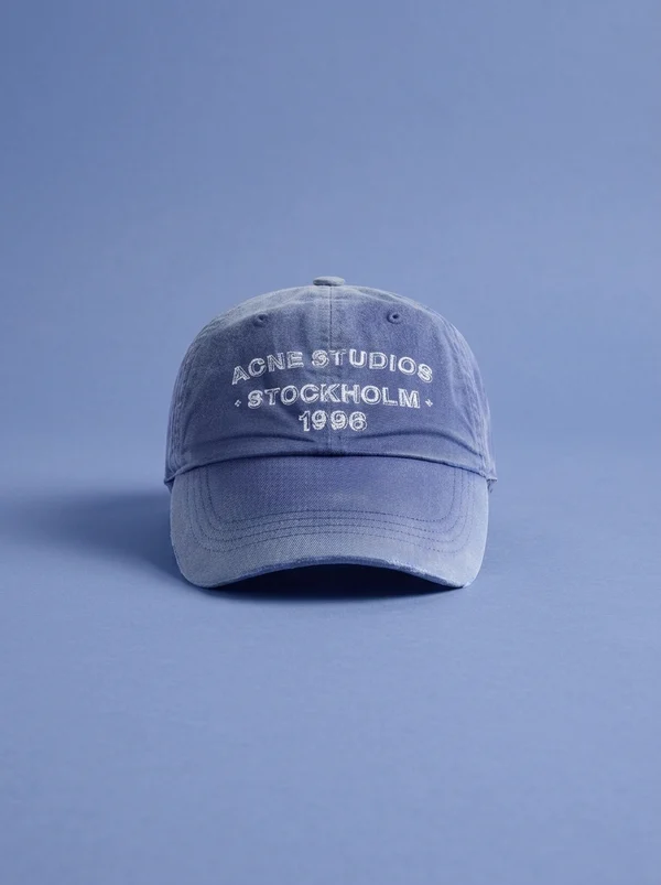 Acne Studios Washed Logo Cap - Navy