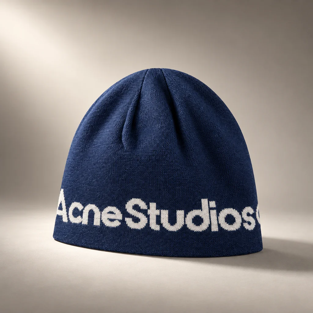 Acne Studios Wool Knit Beanie - Navy / White