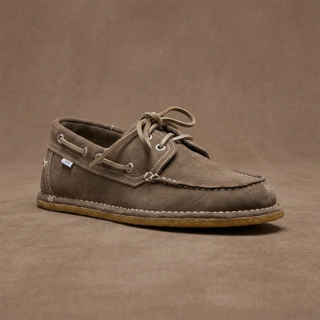AMI Paris Taupe Suede Boat Shoes