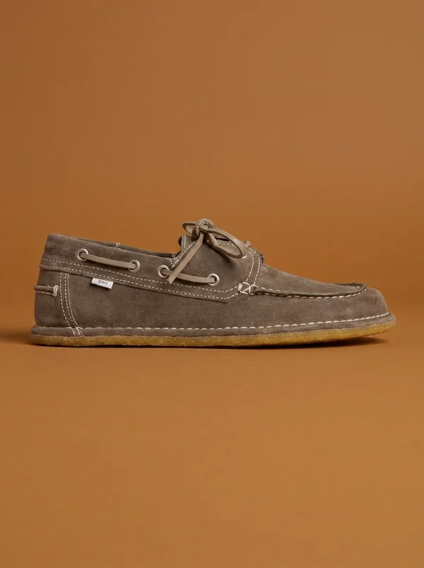 AMI Paris Taupe Suede Boat Shoes