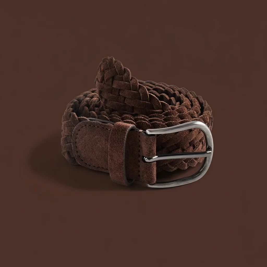 Anderson's Suede Woven Belt - Brown