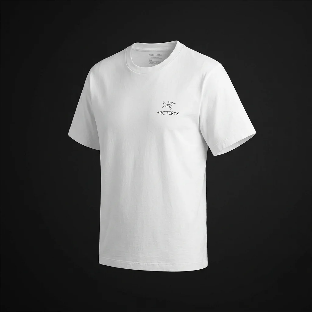 Arc'teryx Kragg SL Cotton Bird Word Short Sleeve Tee - White Light / Black
