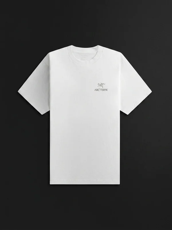 Arc'teryx Kragg SL Cotton Bird Word Short Sleeve Tee - White Light / Black