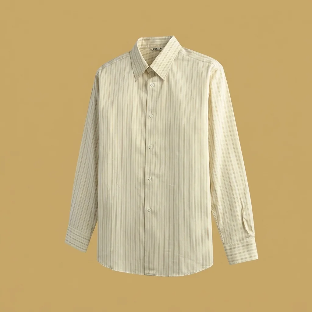 Auralee Cotton Silk Stripe Double Cuff Shirt - White