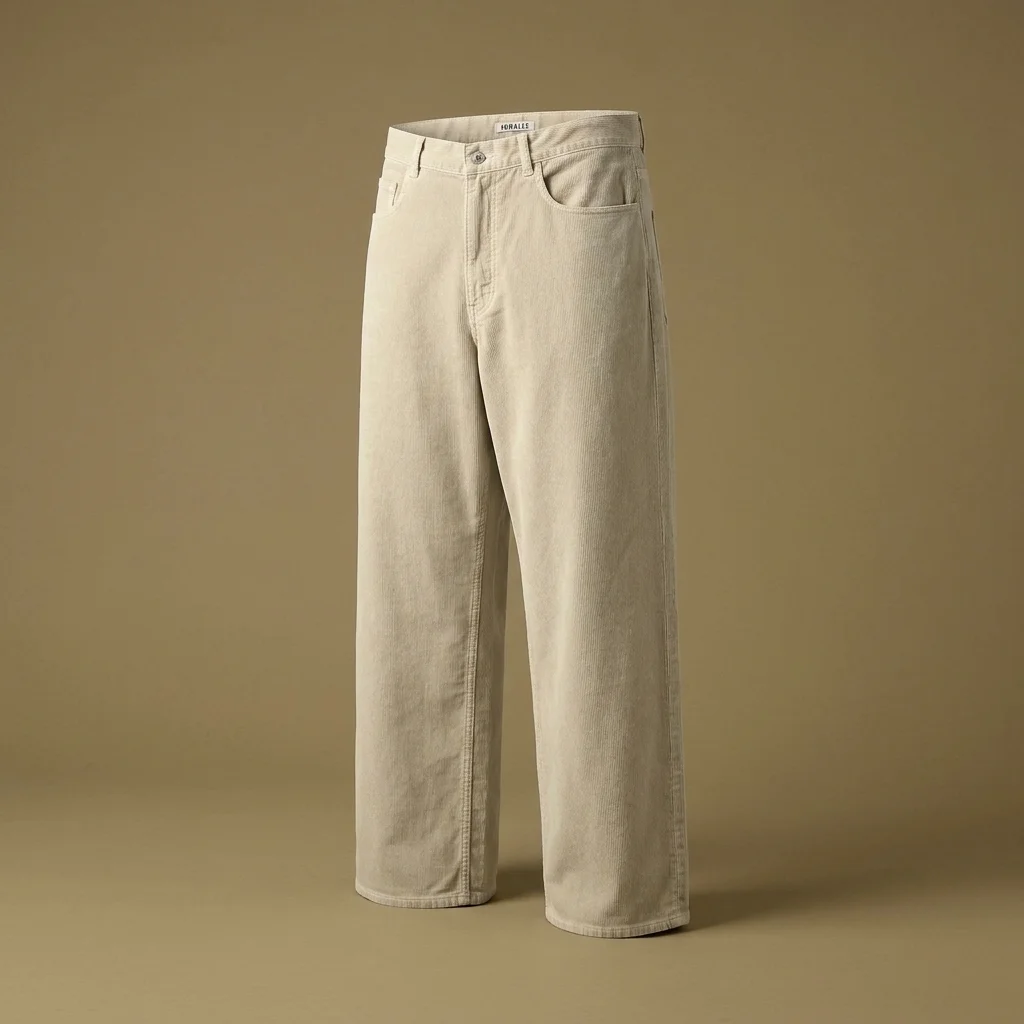 Auralee Garment-Dyed Finx Corduroy 5P Wide Pant - White / Khaki