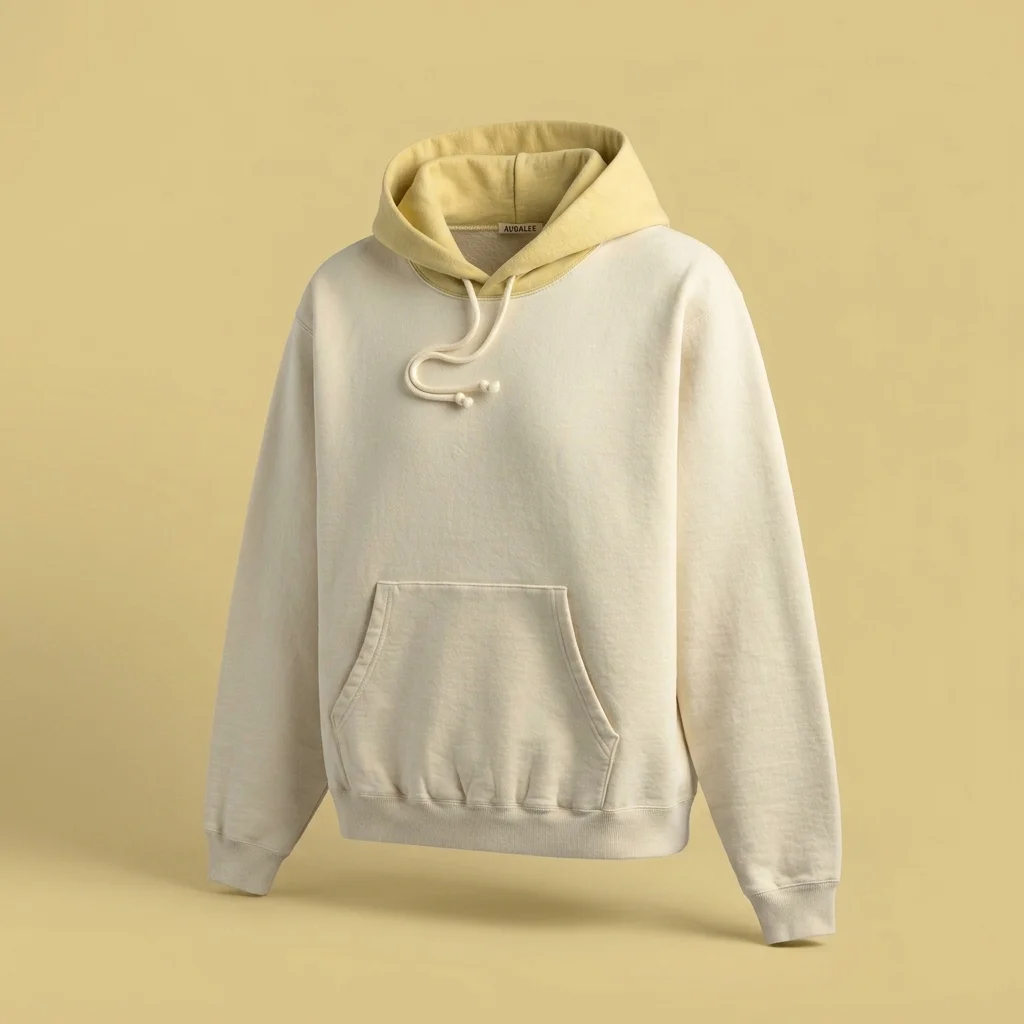 Auralee Smooth Soft BD Sweat P/O Parka - Smoky White / Light Yellow