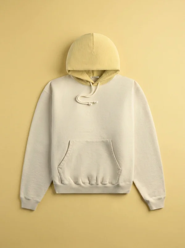 Auralee Smooth Soft BD Sweat P/O Parka - Smoky White / Light Yellow