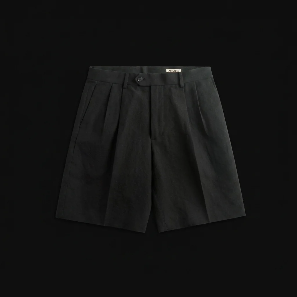 Auralee Wool Cotton Linen Ox Short - Black
