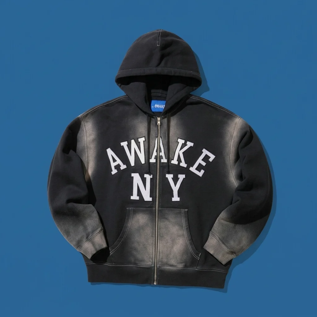 Awake NY Collegiate Arch Zip Hoodie - Black