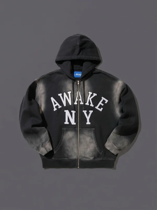 Awake NY Collegiate Arch Zip Hoodie - Black