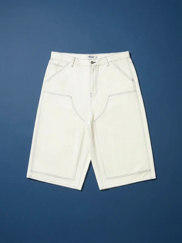Awake NY Double Knee Jort - Cream