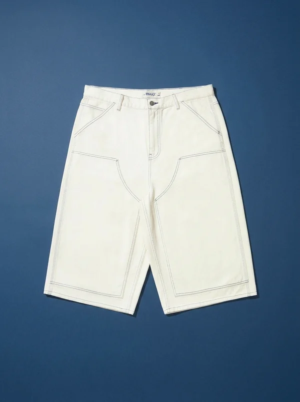 Awake NY Double Knee Jort - Cream