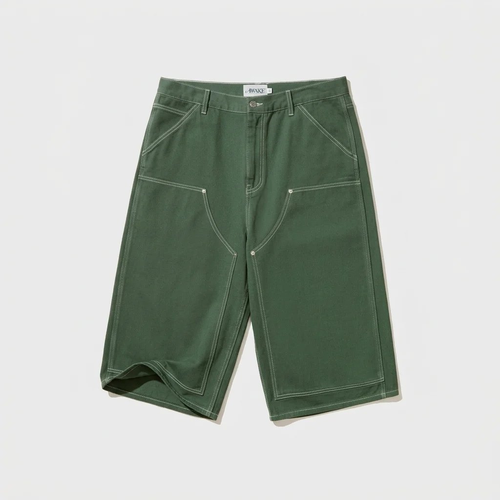 Awake NY Double Knee Jort - Green