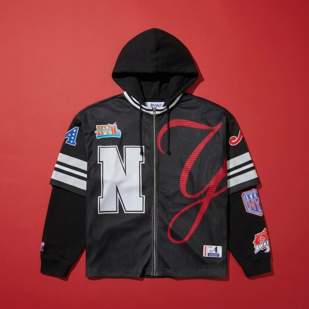 Awake NY Headcrack Champs Jersey Zip Hoodie - Black