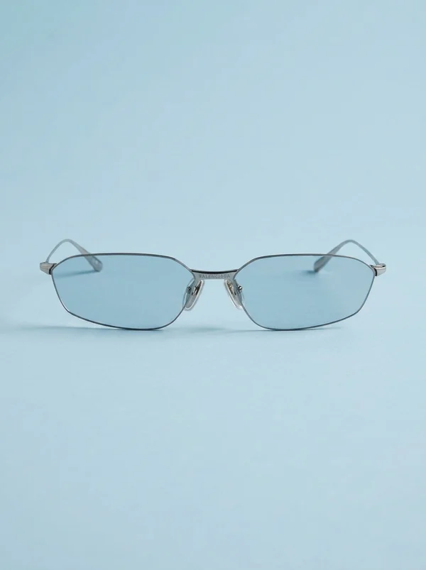 Balenciaga BB0412S Metal Sunglasses - Ruthenium / Light Blue