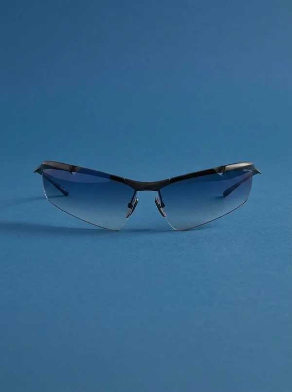 Balenciaga BB0462S Metal Sunglasses - Ruthenium / Blue