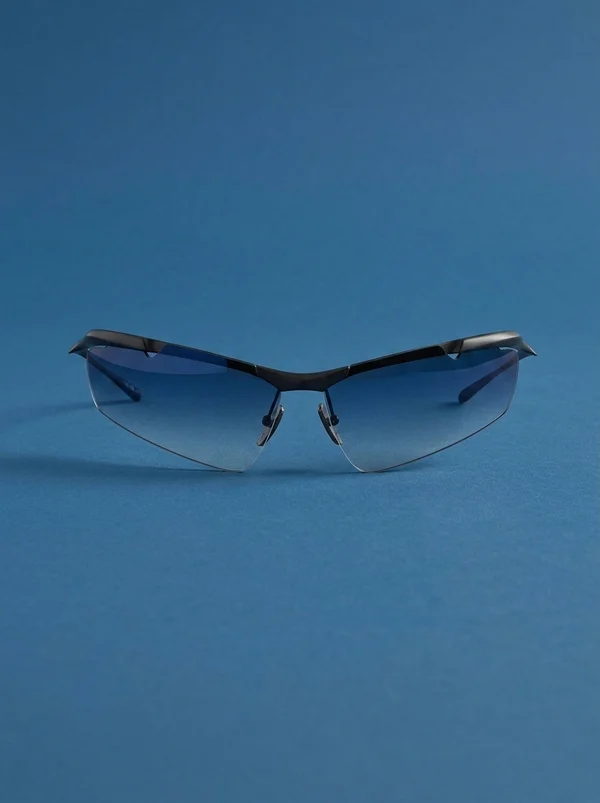 Balenciaga BB0462S Metal Sunglasses - Ruthenium / Blue