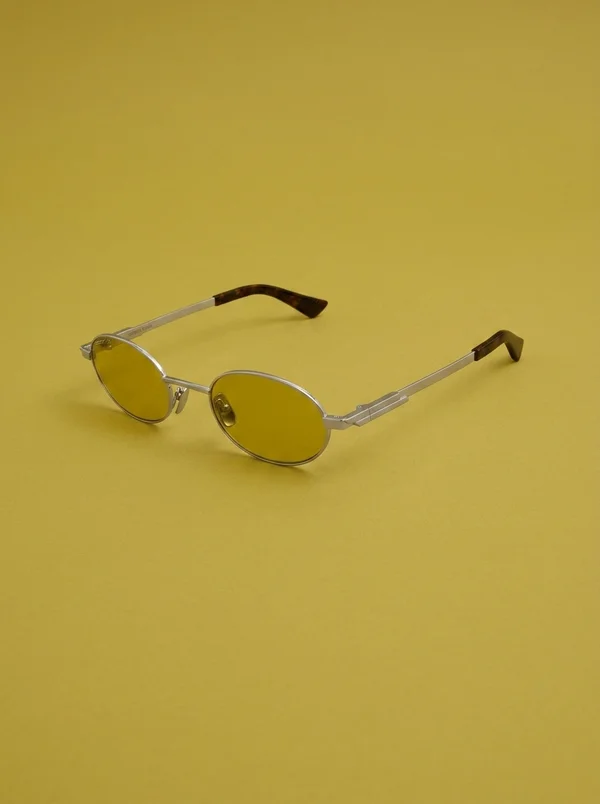 Bottega Veneta BV1470S Classic Oval Sunglasses - Gold / Brown