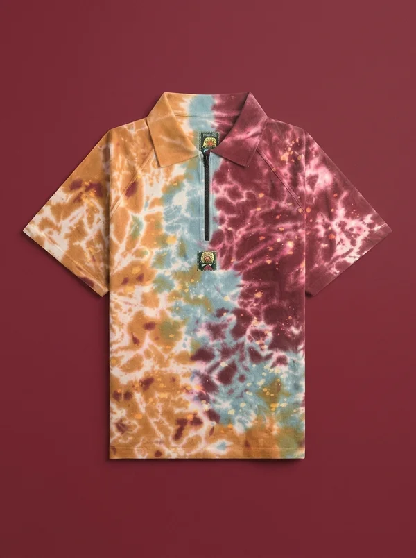 Brain Dead Dyed Short Sleeve Boxed Pique Polo - Terracotta