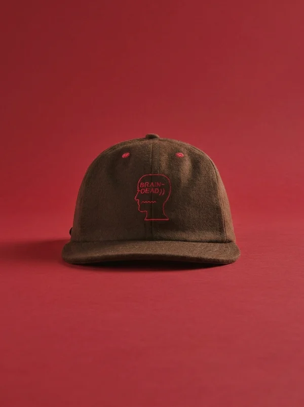 Brain Dead Flannel Classic Logohead 6 Panel Cap - Brown