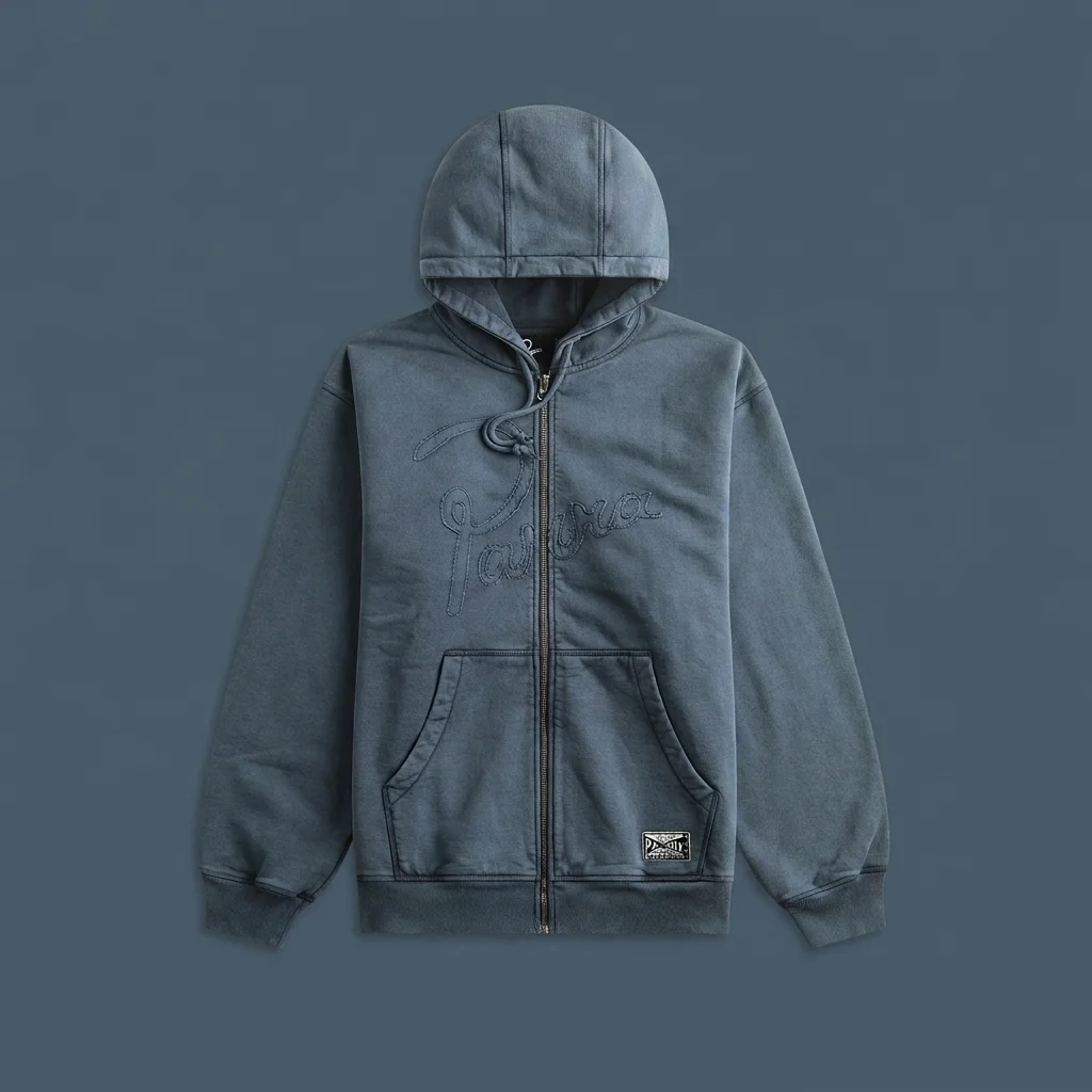 by Parra Not Fade Away Zip Hooded Sweatshirt - Washed Dark Grey