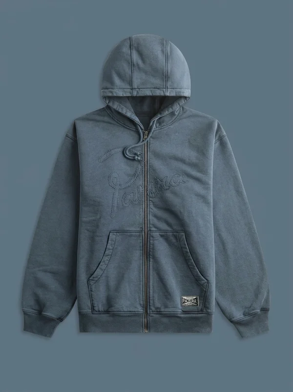 by Parra Not Fade Away Zip Hooded Sweatshirt - Washed Dark Grey