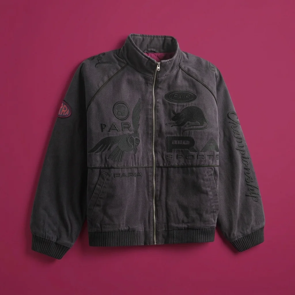 by Parra Owl Meets Rat Racing Jacket - Blue