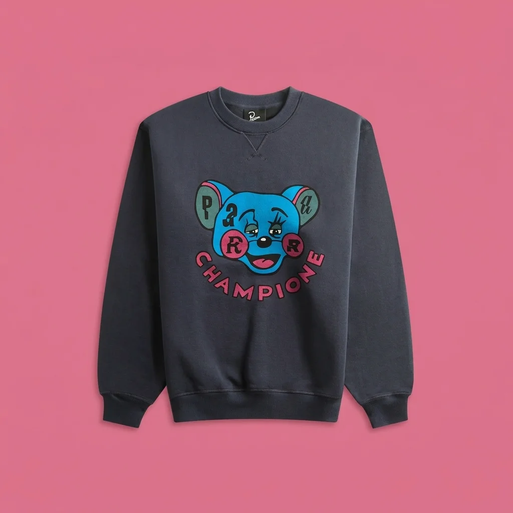 by Parra Tired Champione Crewneck Sweatshirt - Navy Blue