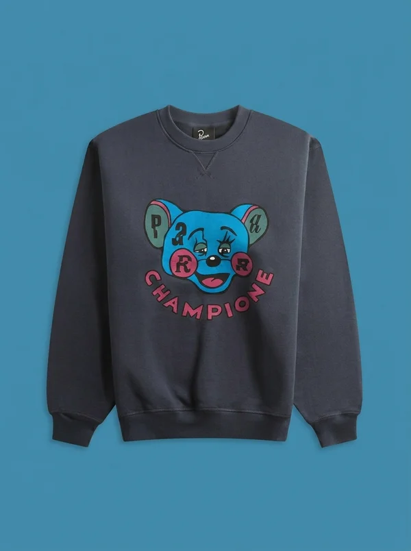 by Parra Tired Champione Crewneck Sweatshirt - Navy Blue