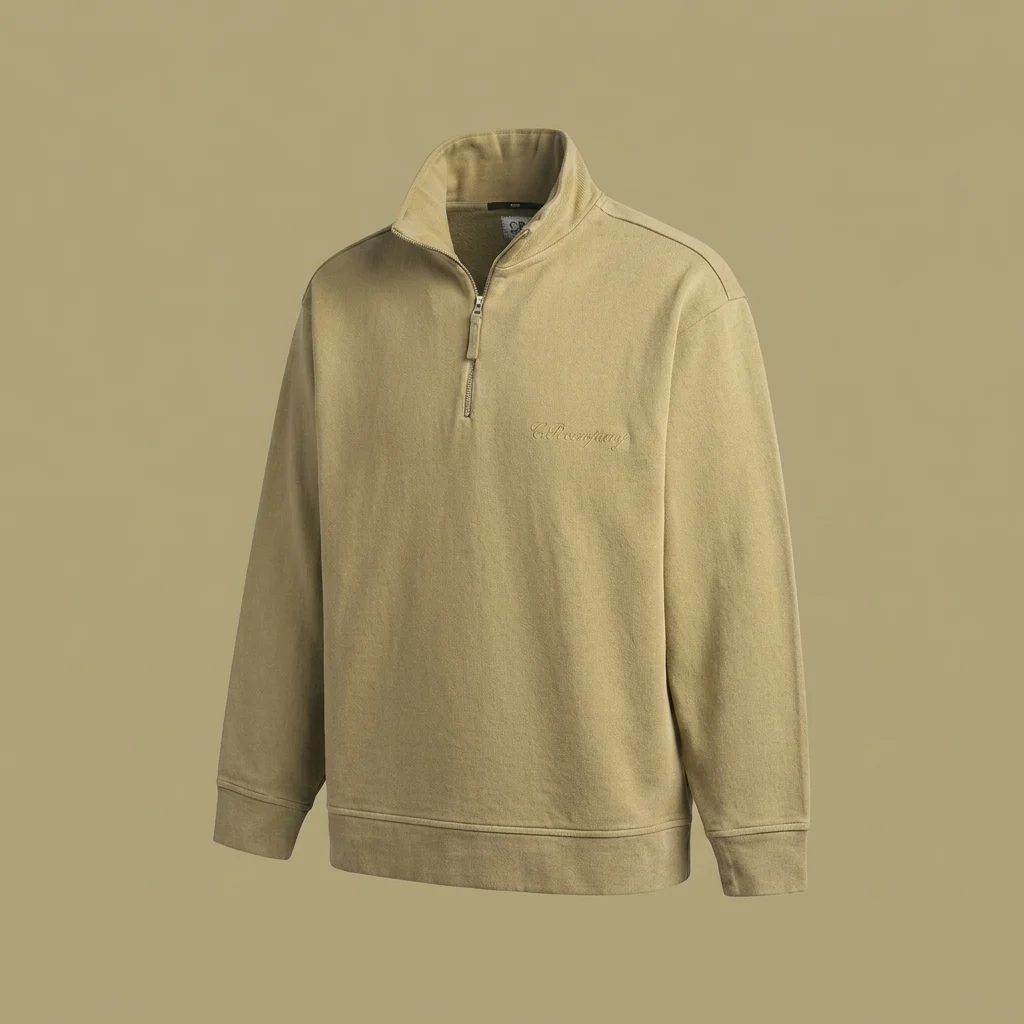 C.P. Company 10/2 Combed Jersey Polo Collar Sweatshirt - Moss Gray