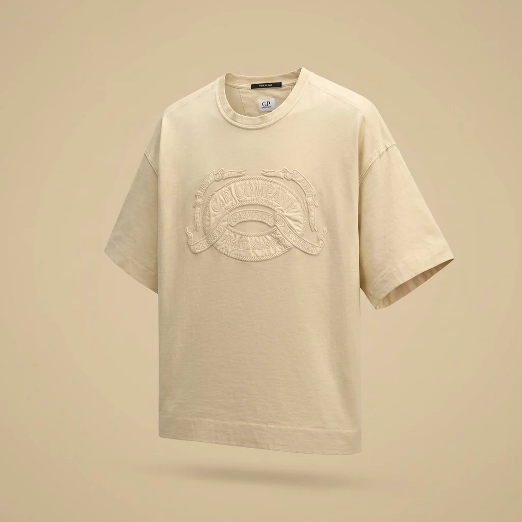 C.P. Company 20/1 Jersey Short Sleeve Boxy Logo Tee - Frozen Dew