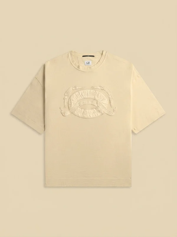 C.P. Company 20/1 Jersey Short Sleeve Boxy Logo Tee - Frozen Dew