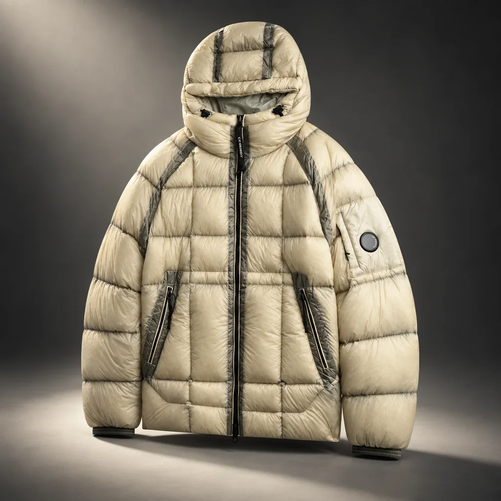 C.P. Company D.D. Shell Hooded Puffer Jacket - Silver Birch