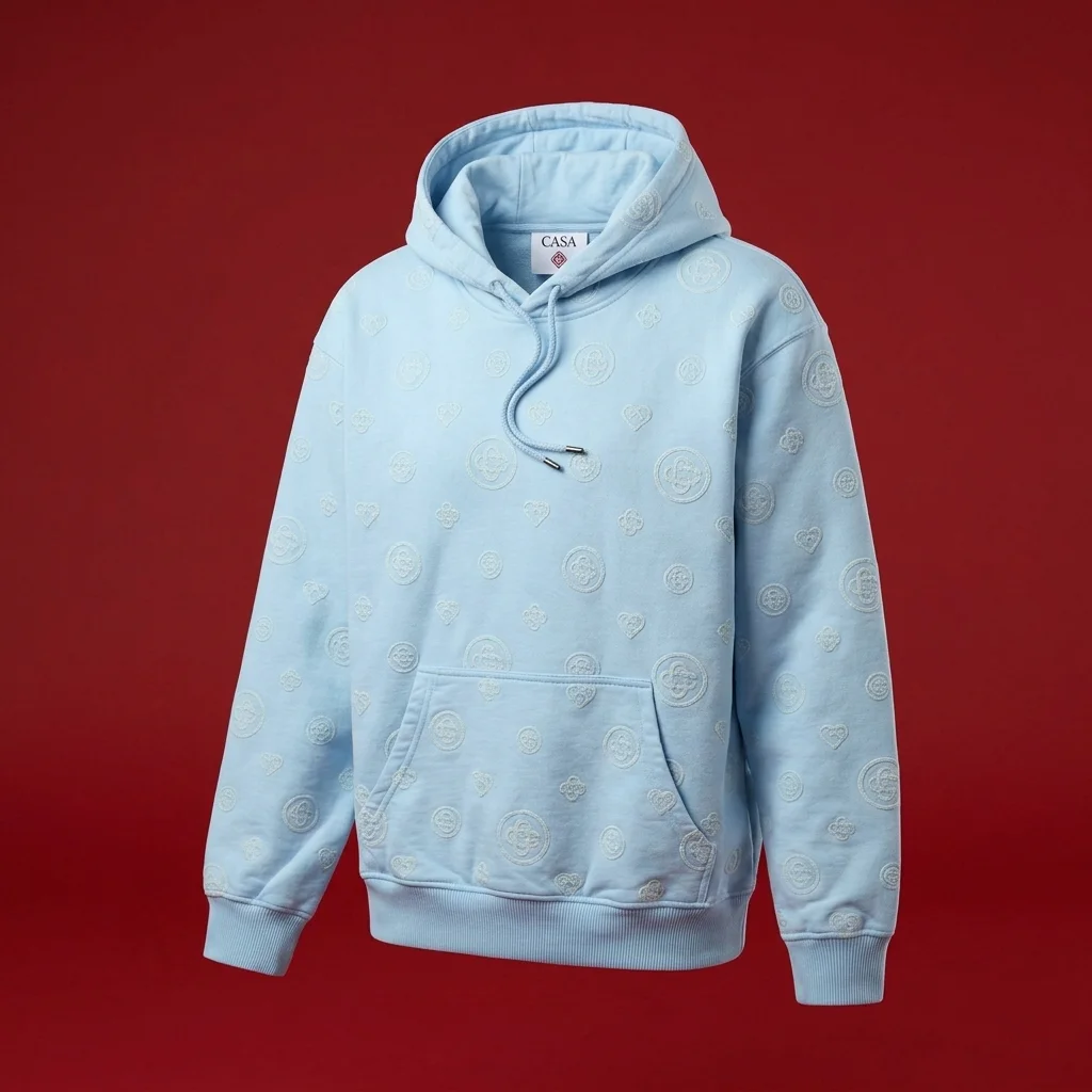 Casablanca Applique Monogram Hooded Sweatshirt - Blue