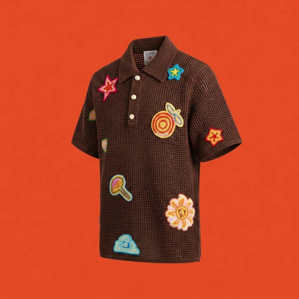 Casablanca Crochet Polo With Patches