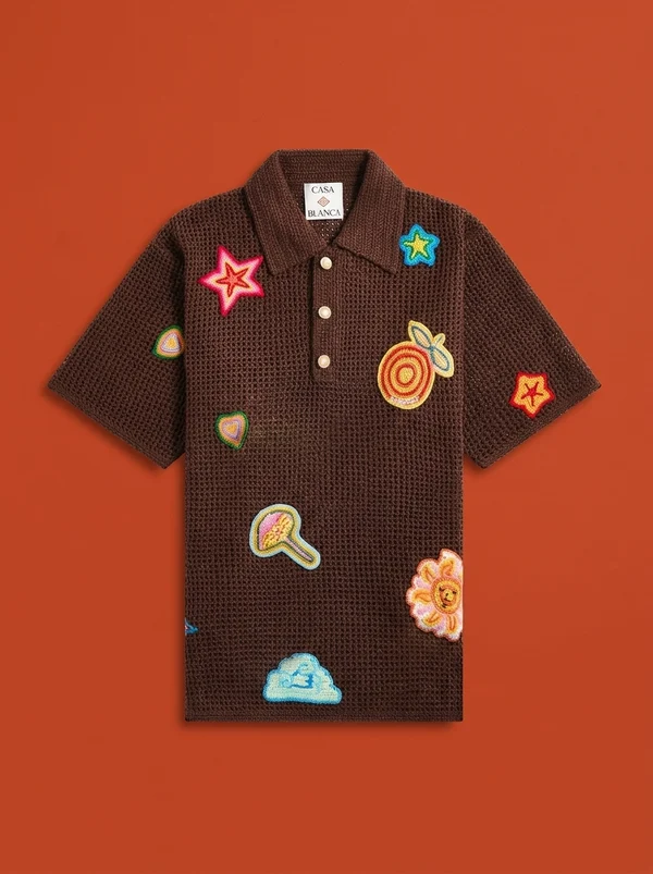 Casablanca Crochet Polo With Patches