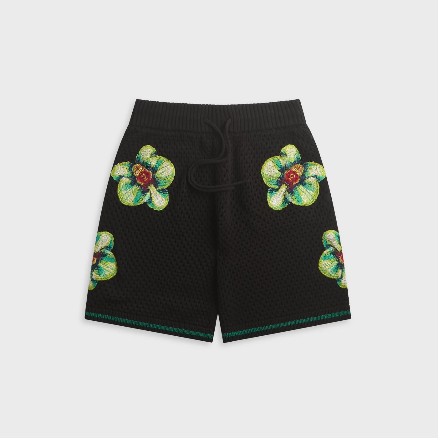 Casablanca Glitch Orchid Embroidered Crochet Short - Black