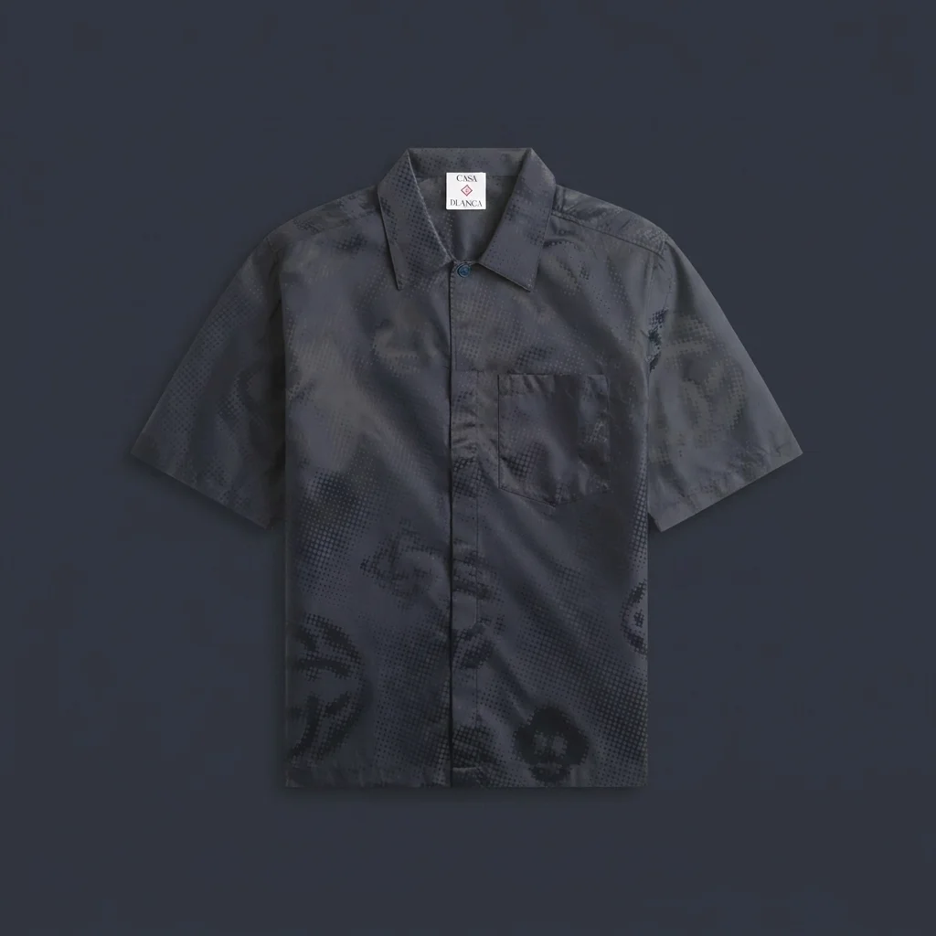 Casablanca Half Tone Monogram Short Sleeve Shirt - Navy