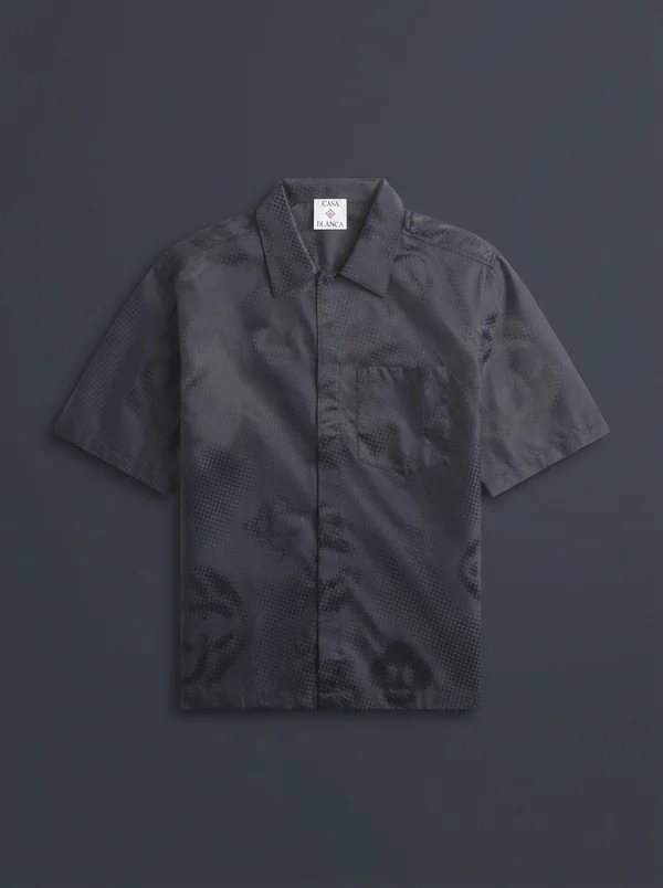 Casablanca Half Tone Monogram Short Sleeve Shirt - Navy