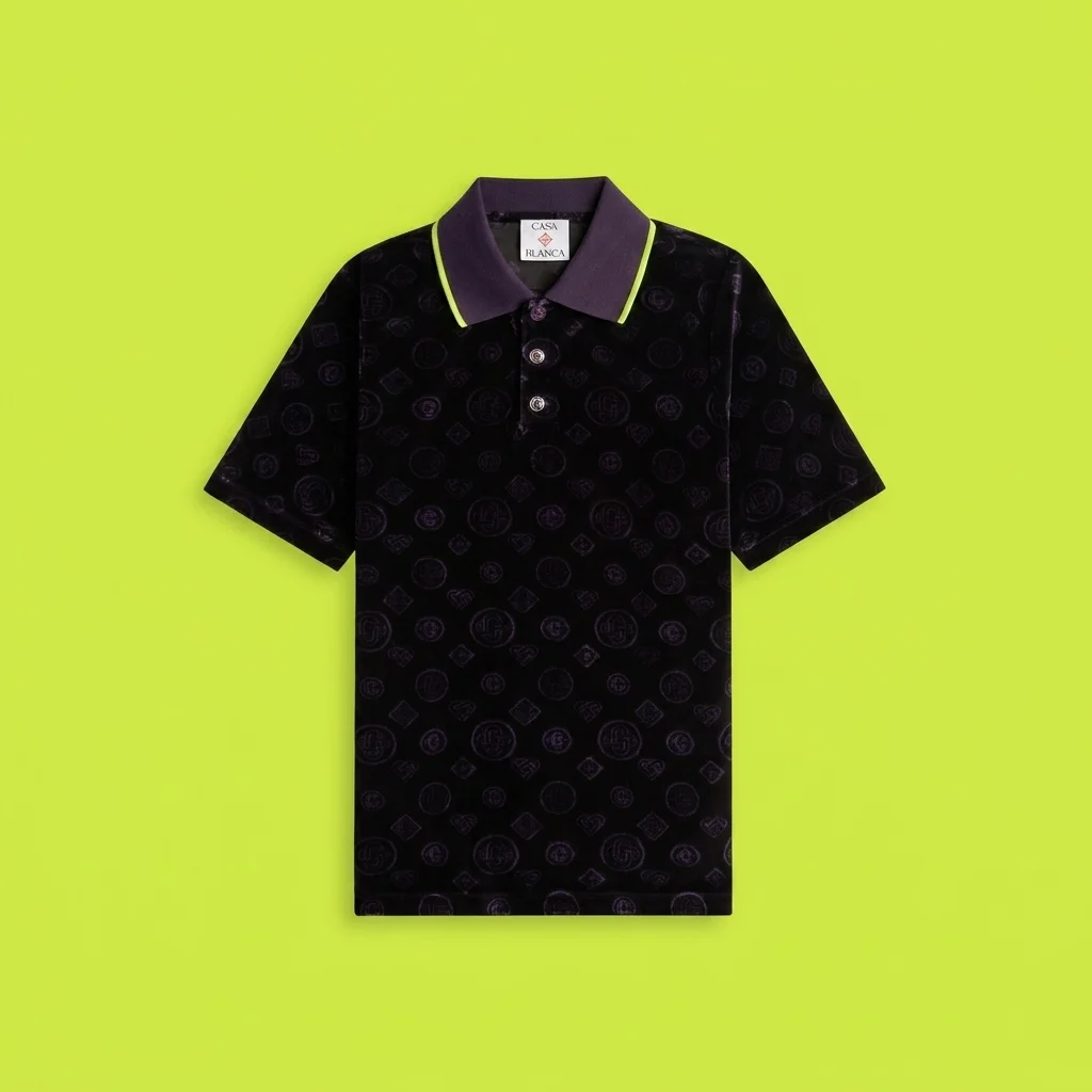 Casablanca Monogram Velour Polo Shirt - Purple