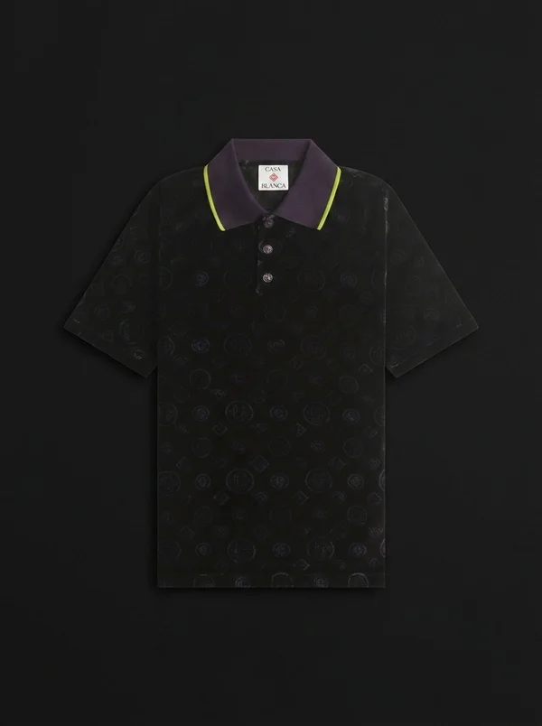 Casablanca Monogram Velour Polo Shirt - Purple