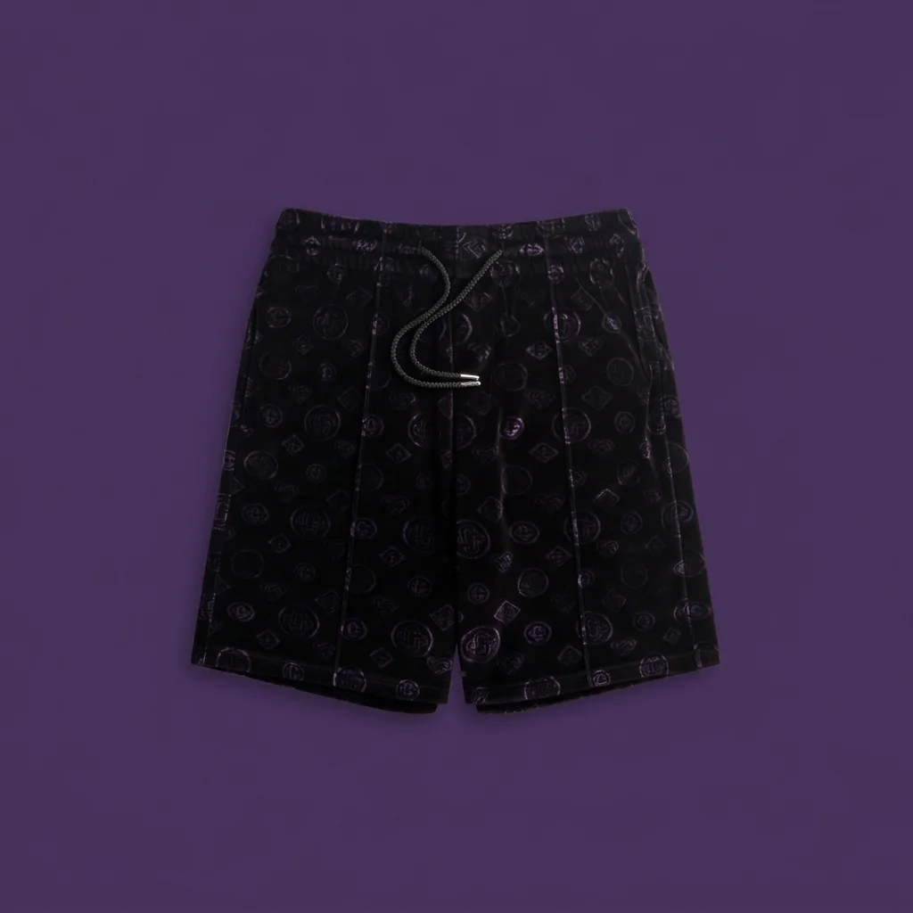 Casablanca Monogram Velour Short - Black / Purple