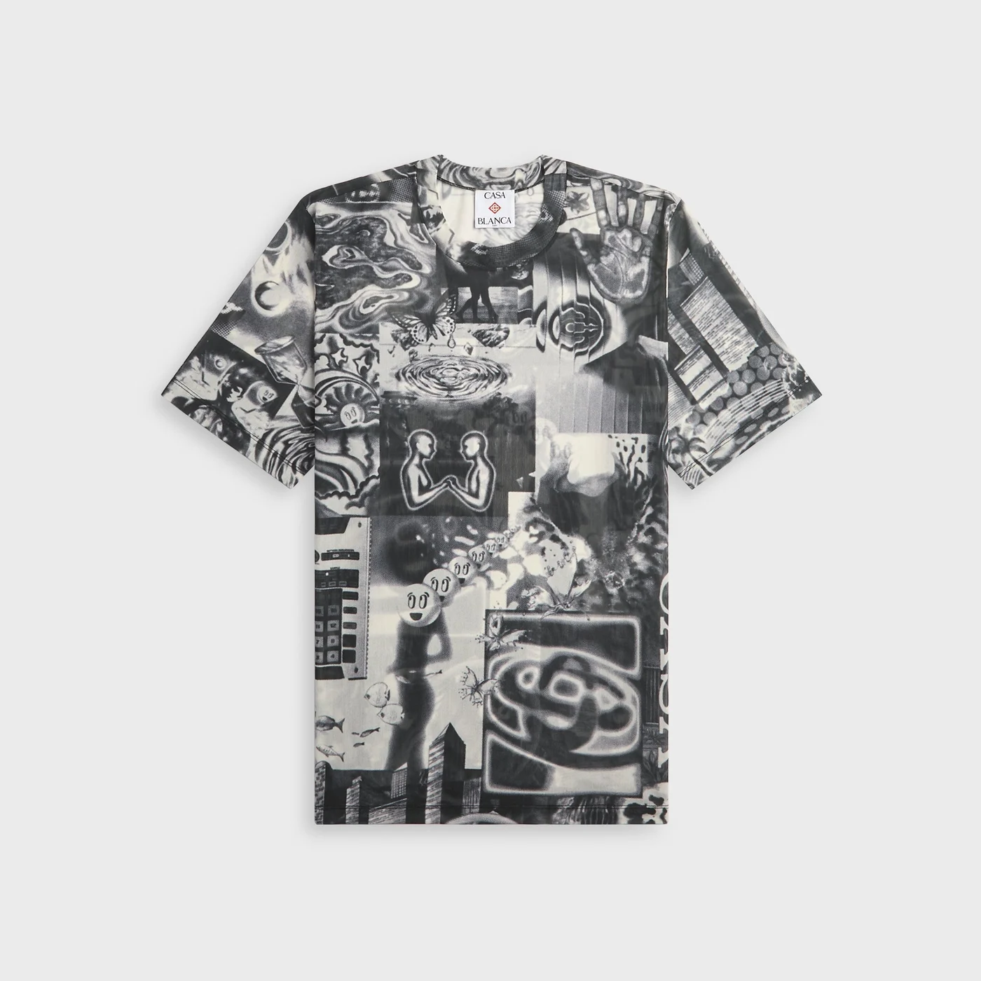 Casablanca Rave Collage Short Sleeve Mesh Tee - Black / White