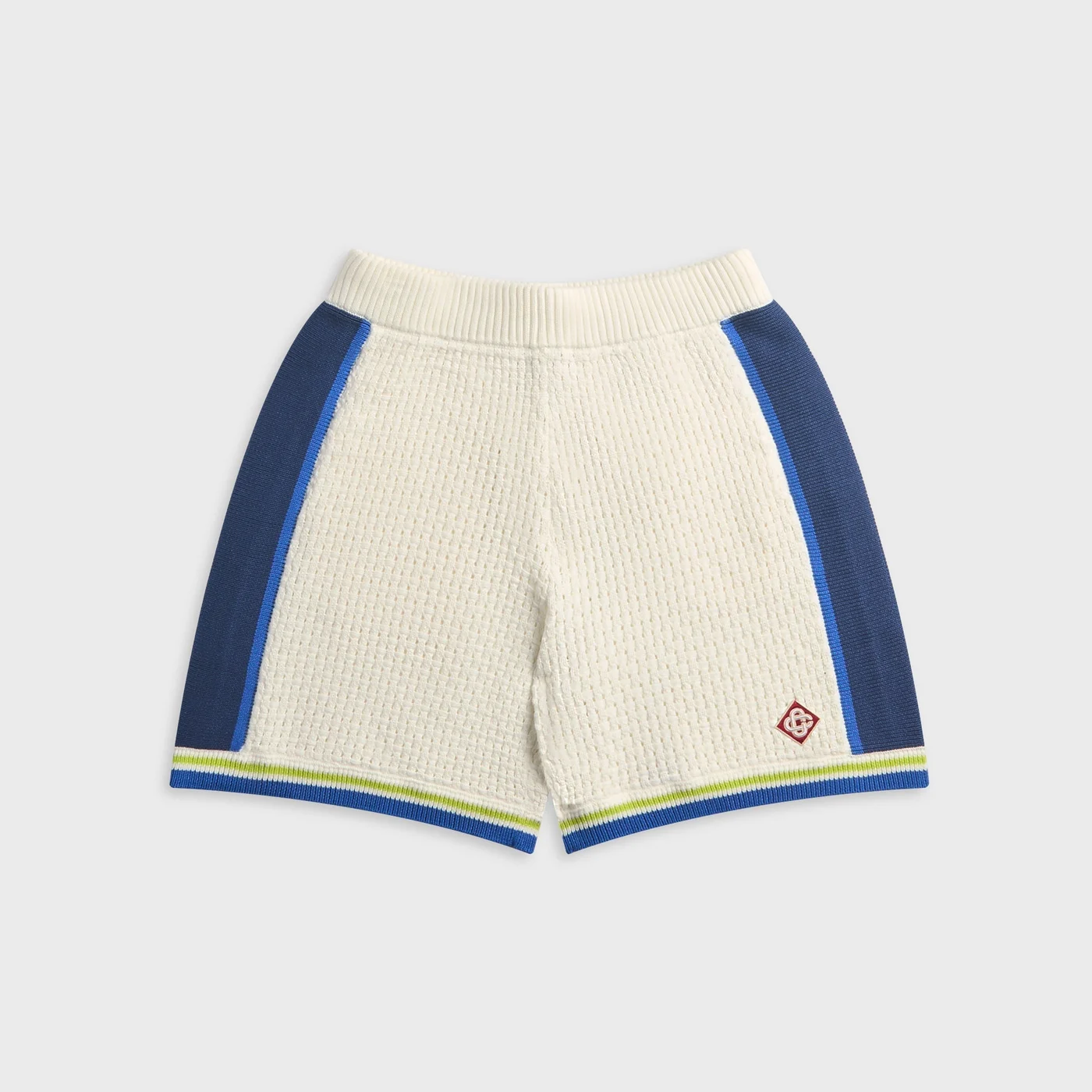 Casablanca Side-Stripe Crochet Short - White / Blue