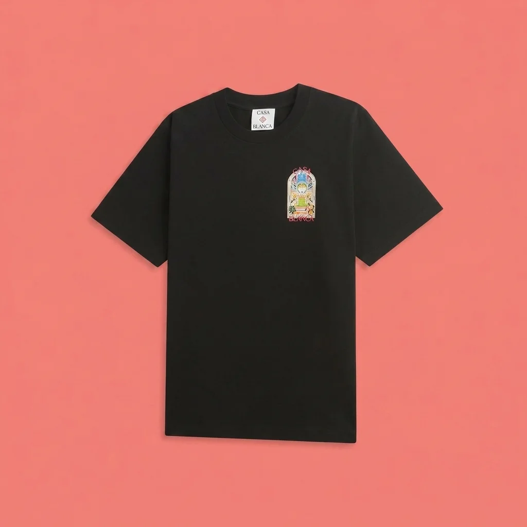 Casablanca Tennis Landscape Short Sleeve Tee - Black